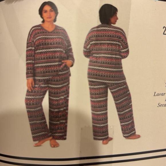 Nautica Women's 2 Piece Silky Stretch Fleece Pajama Sleepwear Set Grey pink new - Picture 6 of 8